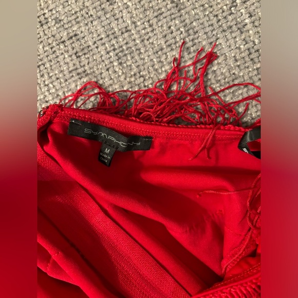 Brand new Simons fringe red mini dress M ! - Picture 4 of 7